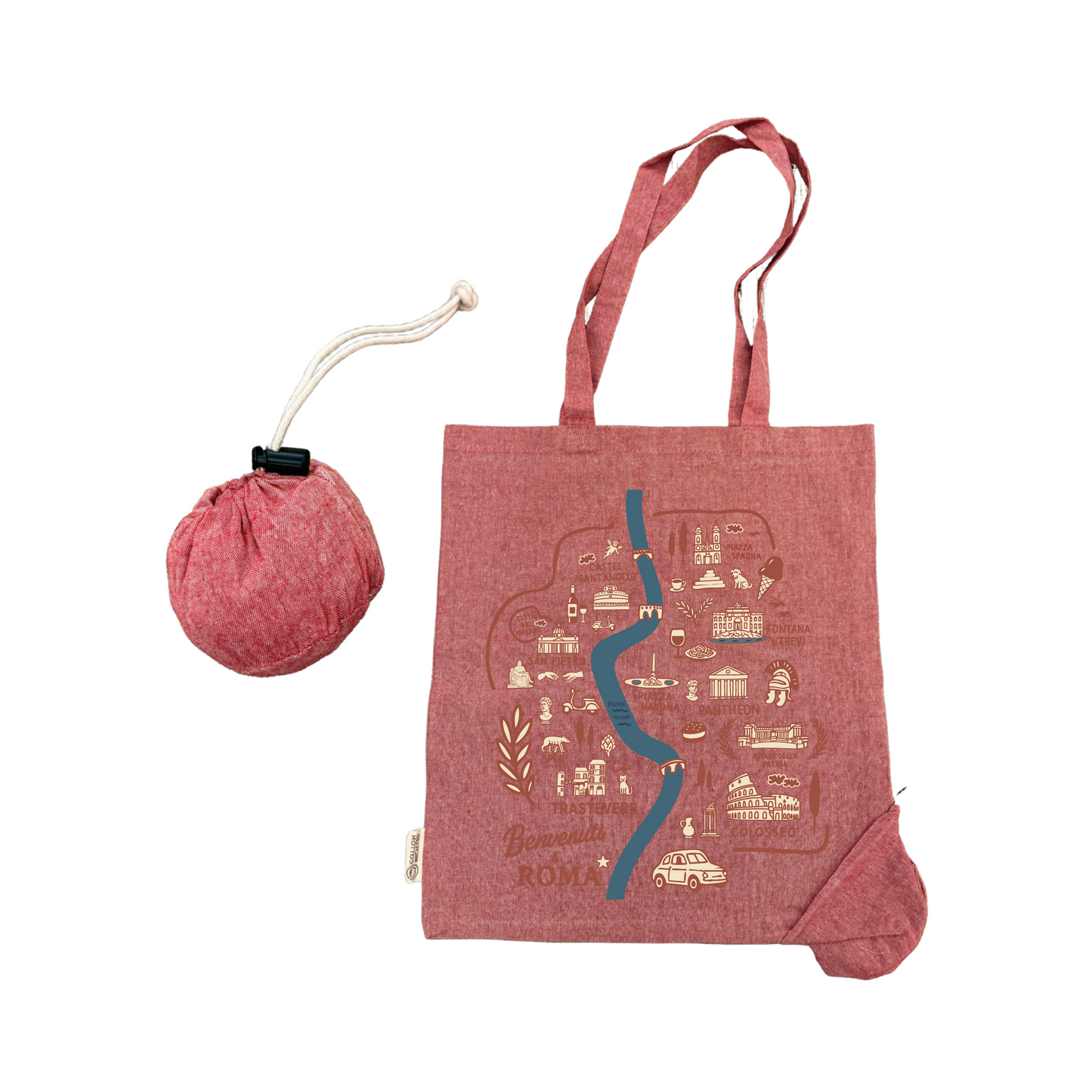 Mappa sketch Roma tote bag pieghevole