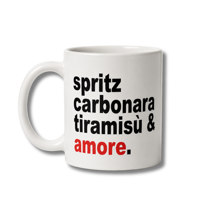 Spritz carbonara tiramisù e amore tazza