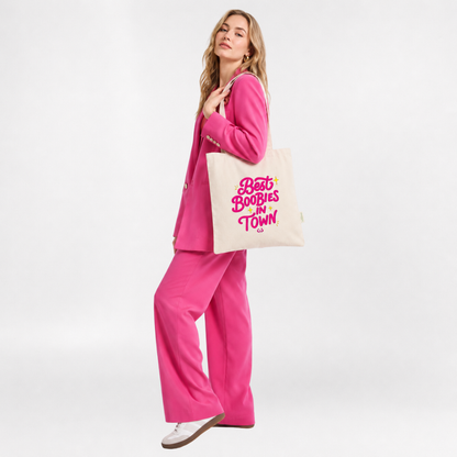 Best boobies in town tote bag