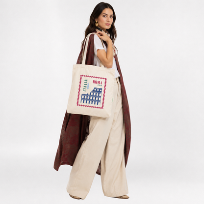 Roma francobollo tote bag