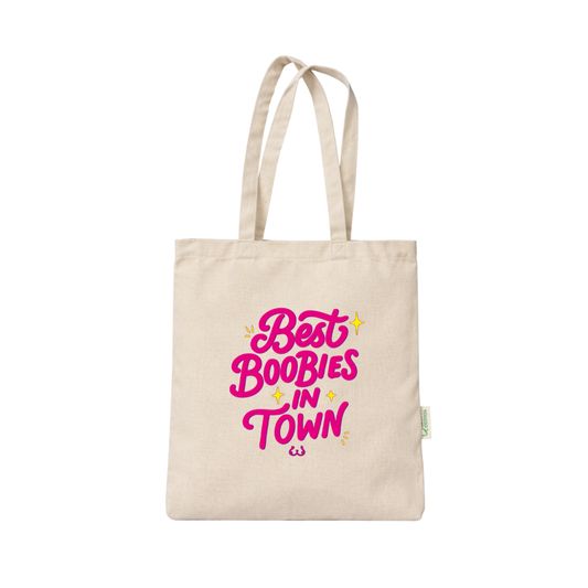 Best boobies in town tote bag