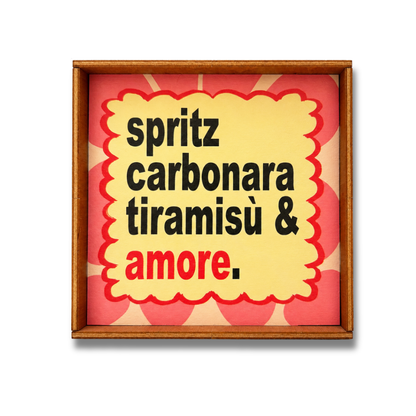 Spritz carbonara tiramisù e amore quadretto
