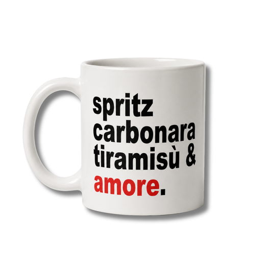 Spritz carbonara tiramisù e amore tazza